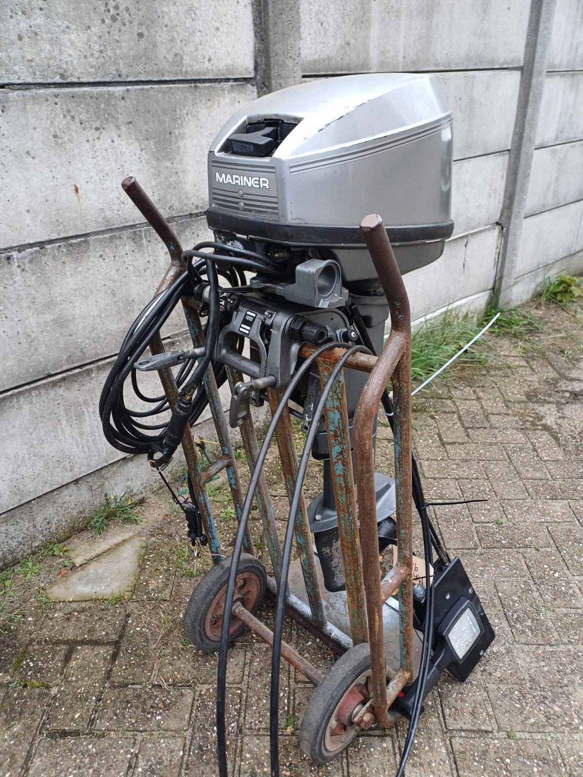 Mariner 9.9 pk 2-takt langstaart met elektrische start, Ophalen, Gebruikt, 5 tot 10 pk, Met afstandsbediening