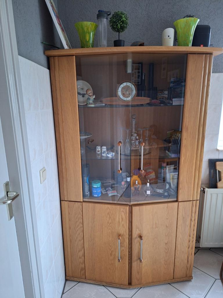 Licht eiken vitrinekast met plank - 110x40 cm, Huis en Inrichting, Kasten | Vitrinekasten, Ophalen, 100 tot 150 cm, Eikenhout
