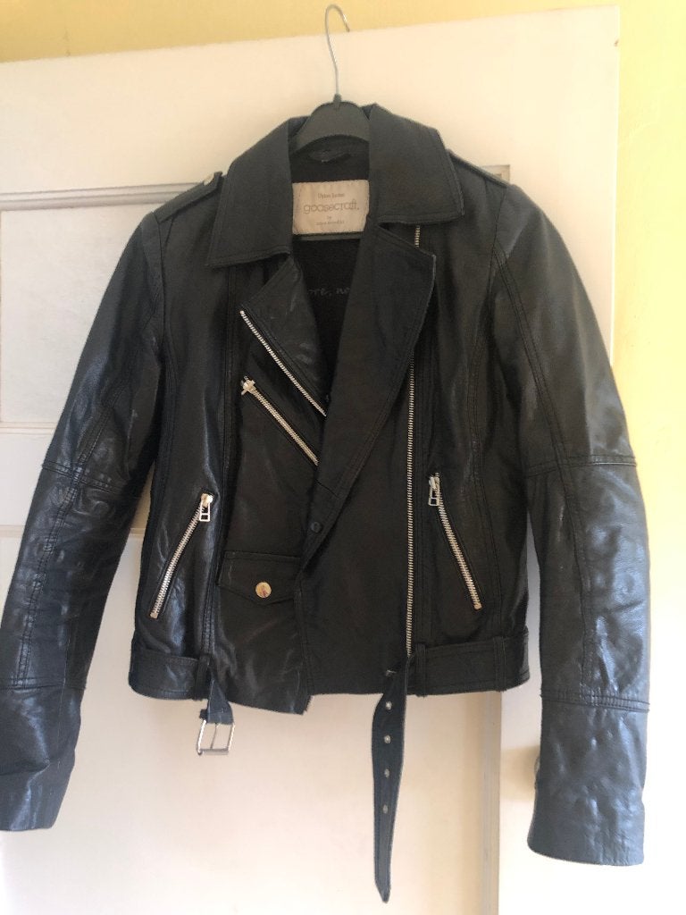 stoer echt leren biker jacket Goosecraft mt S zwart, Goosecraft, Verzenden, Zwart, Maat 36 (S)
