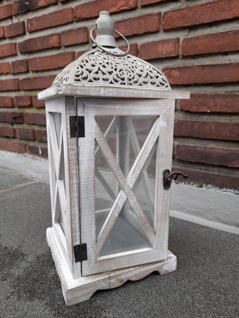Decoratie lantaarn, Ophalen, 25 tot 50 cm, Nieuw, Crème