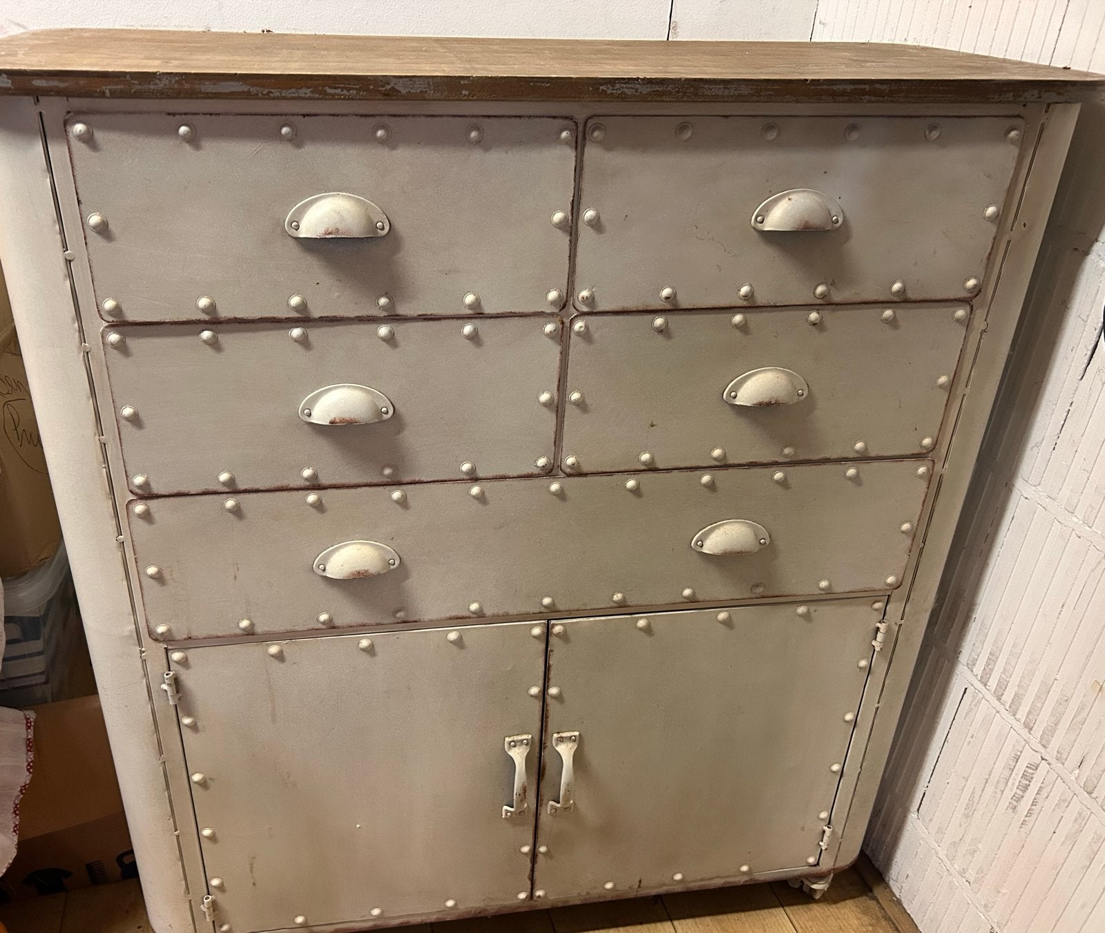 Industrieel metalen laden kastje, Huis en Inrichting, Kasten | Kledingkasten, Ophalen, Gebruikt, 100 tot 150 cm, 50 tot 100 cm