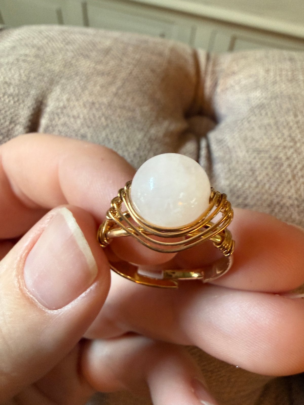 Gratis verstelbare rozenkwarts ring, Ophalen of Verzenden, Zo goed als nieuw, 17 tot 18, Roze