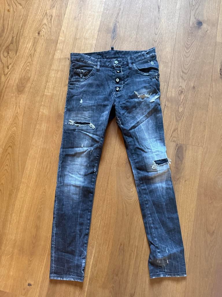 Dsquared2 Jeans - Donkerblauw met distressed details, Verzenden, Zo goed als nieuw, Grijs, W32 (confectie 46) of kleiner