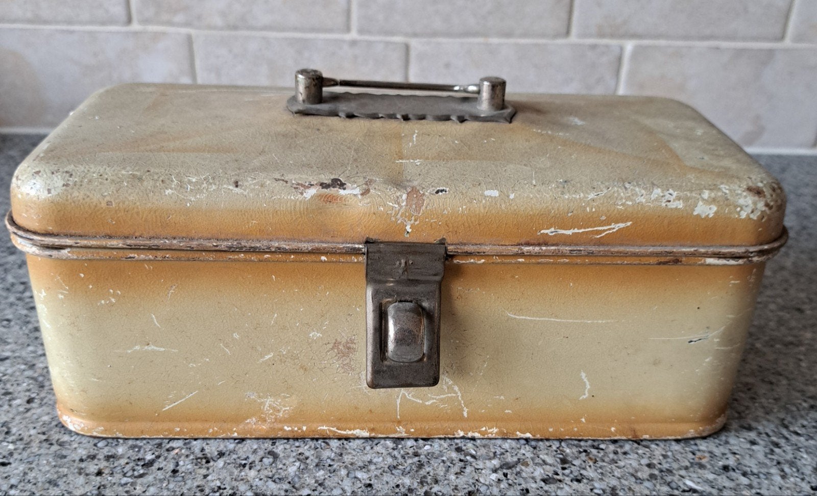 Brocante lunchtrommel boterhamtrommel decoratief blik, Ophalen of Verzenden