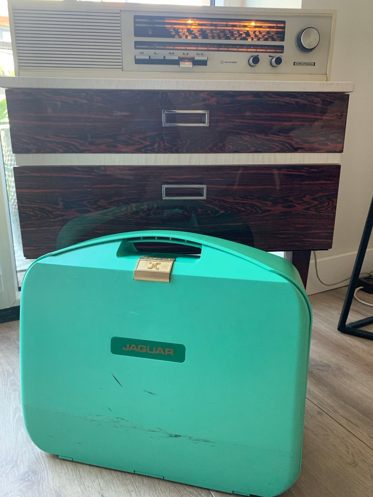 Vintage Jaguar Opbergkoffer - Mintgroen, Ophalen of Verzenden
