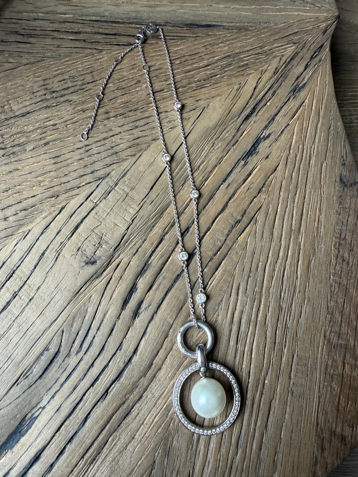 Ti Sento ketting met afneembare hanger en parel, Ophalen of Verzenden, Zo goed als nieuw, Zilver, Met hanger