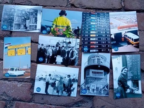 9 Ansichtkaarten 100 Jaar Schiphol Amsterdam, Ophalen of Verzenden, Zo goed als nieuw, Schaalmodel
