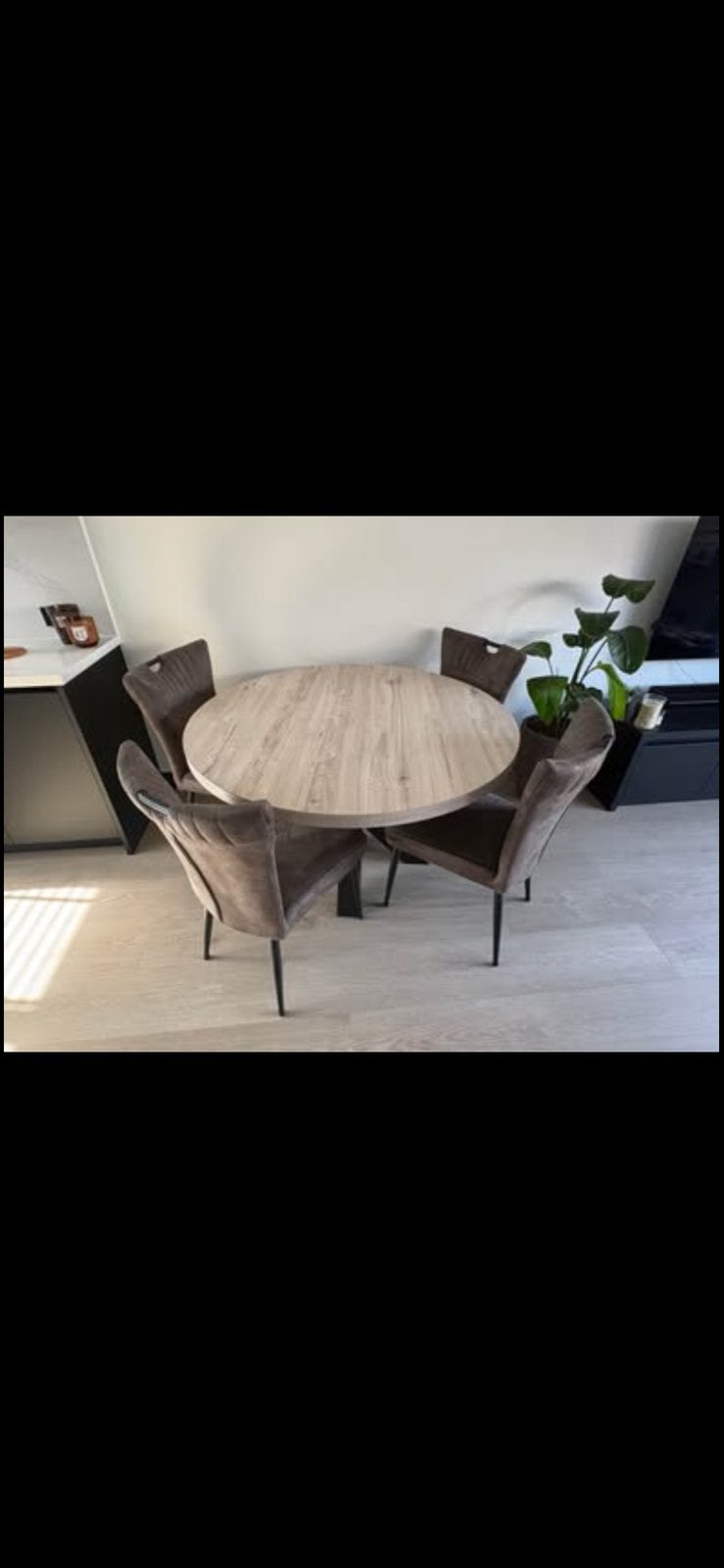 Set van 4 antraciete eetkamerstoelen in goede staat, Ophalen, Gebruikt, Vier, Stof