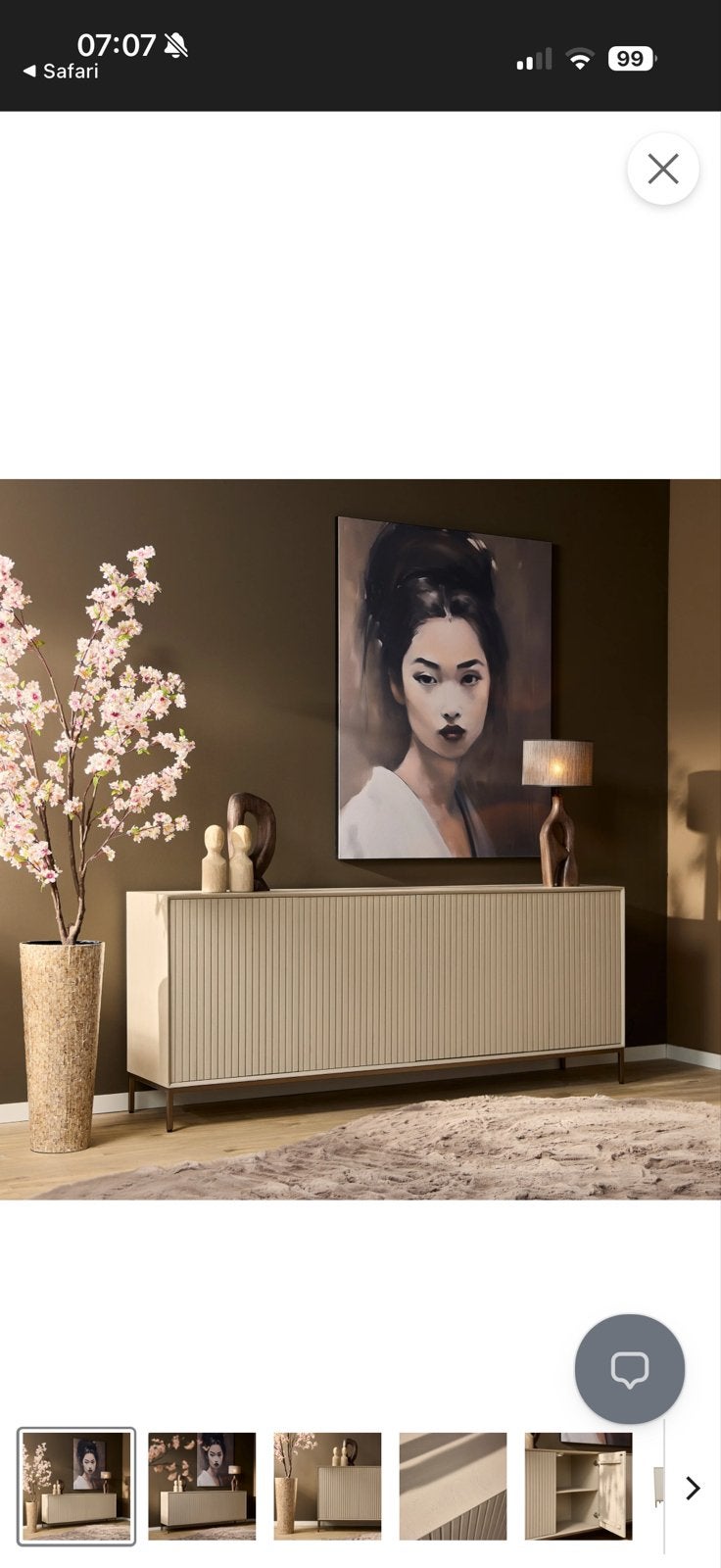 Madison Sand Dressoir NIEUW- Mangohout met Bronzen Frame, Nieuw, Ophalen of Verzenden, 200 cm of meer, 25 tot 50 cm