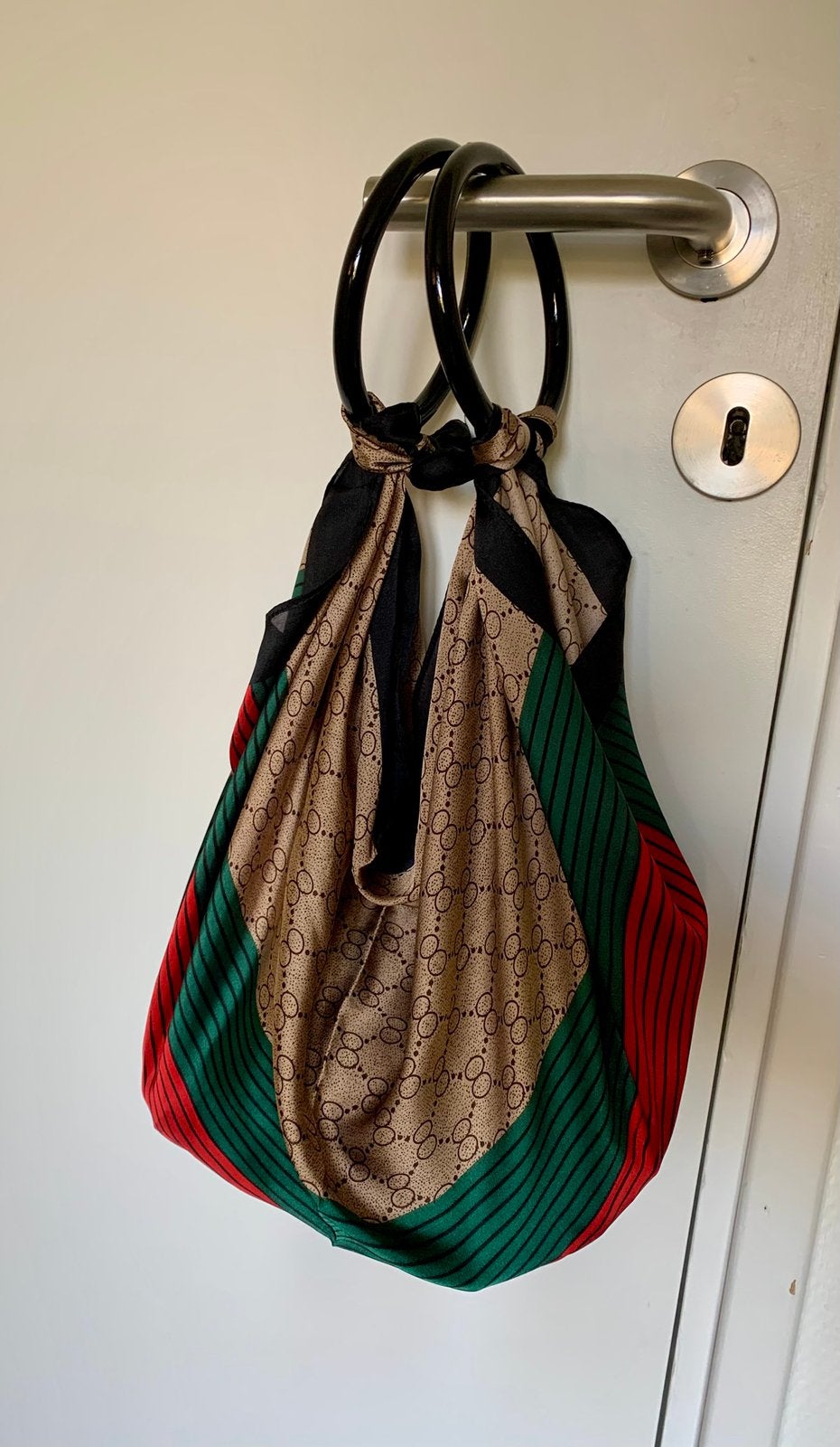 Zwart rood groen taupe bohemian scarf bag tas, Ophalen of Verzenden, Nieuw, Rood