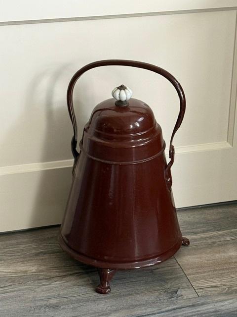 Vintage Emaillen Doofpot – Bruin, Antiek en Kunst, Antiek | Emaille, Ophalen of Verzenden
