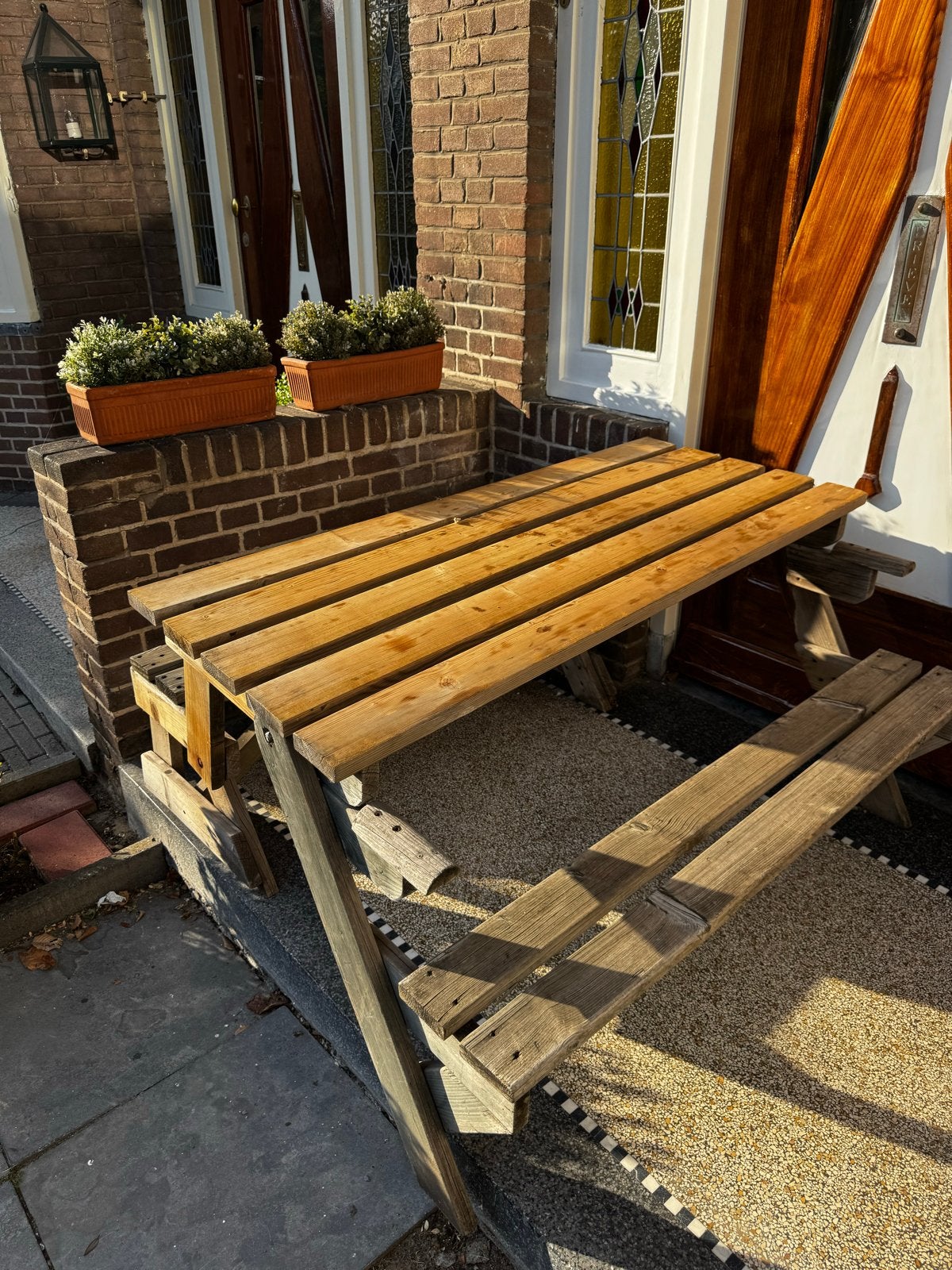 Inklapbare picknicktafel / bank klipklap, Ophalen, Gebruikt, Hout, Schommelbank