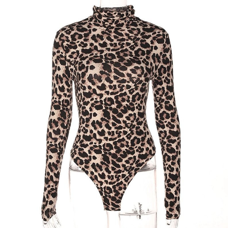 Luipaard bodysuit dames jumpsuit bodycon romper panter sexy, Maat 38/40 (M), Verzenden, Nieuw, Overige thema's