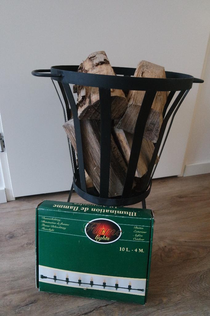 Vuurkorf inclusief hout en sfeerverlichting, Ophalen, Nieuw, Vuurkorf