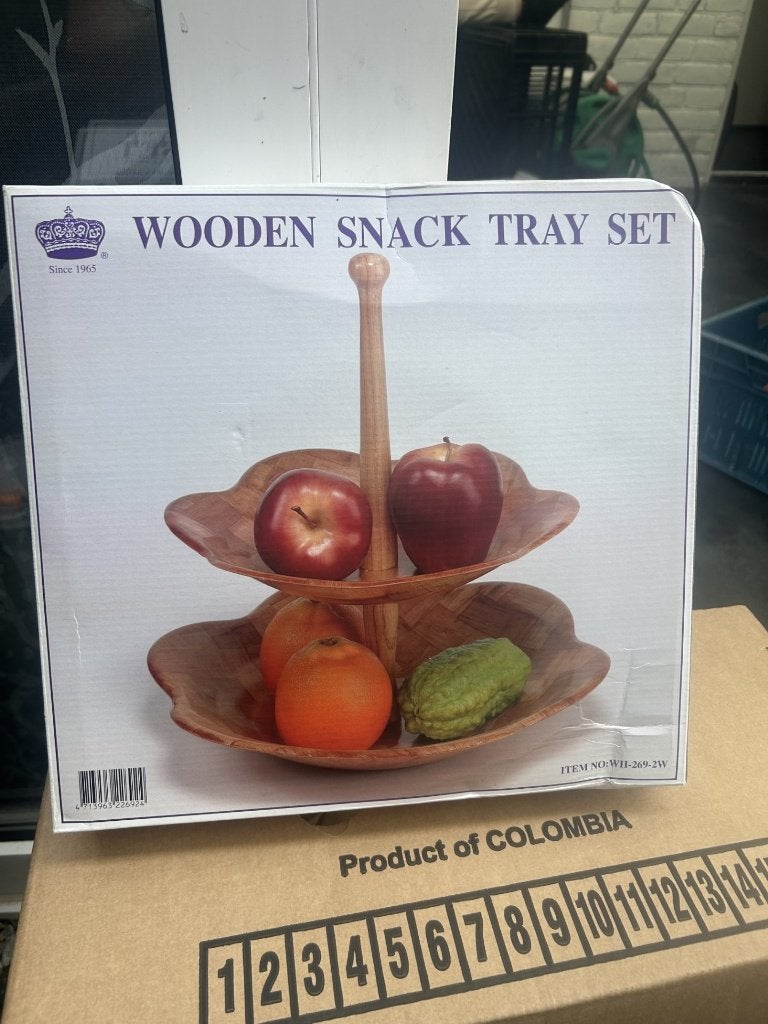 Houten snack fruit schalen 2 lagen Nieuw, Ophalen of Verzenden, Nieuw