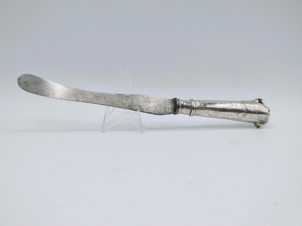 Zilveren mesheft met stalen lemmet, Friesland, ca. 1770
