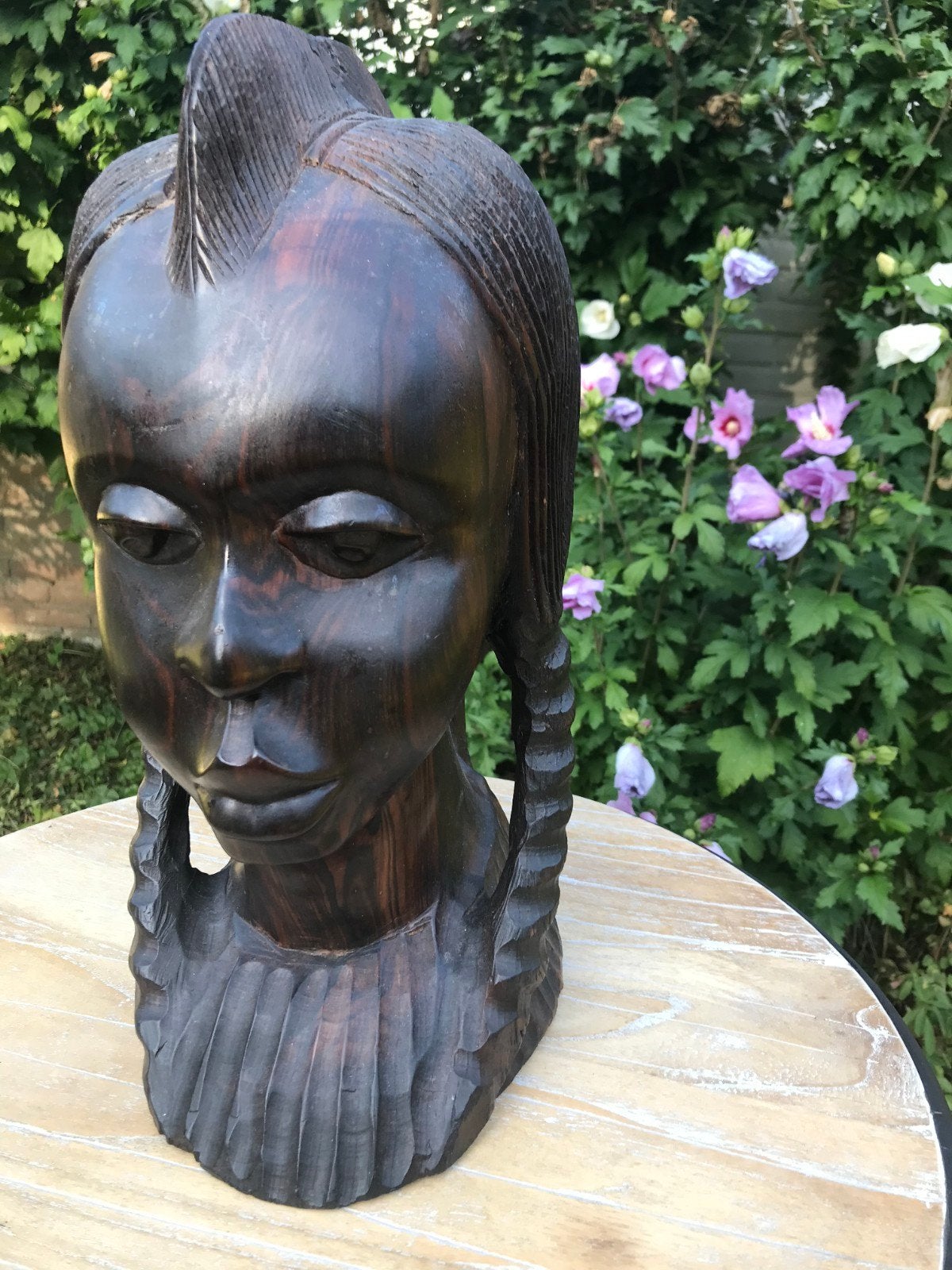 Afrikaans houten beeld - Vrouwenhoofd, Bruin, Afrika, Handgemaakt, Beeld