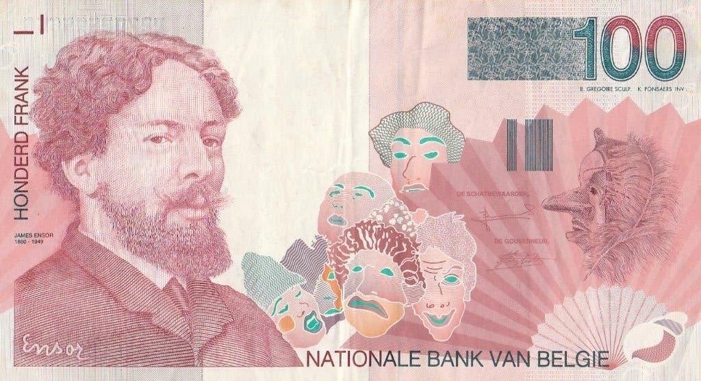 100 Belgische frank James Ensor, Ophalen of Verzenden, Los biljet