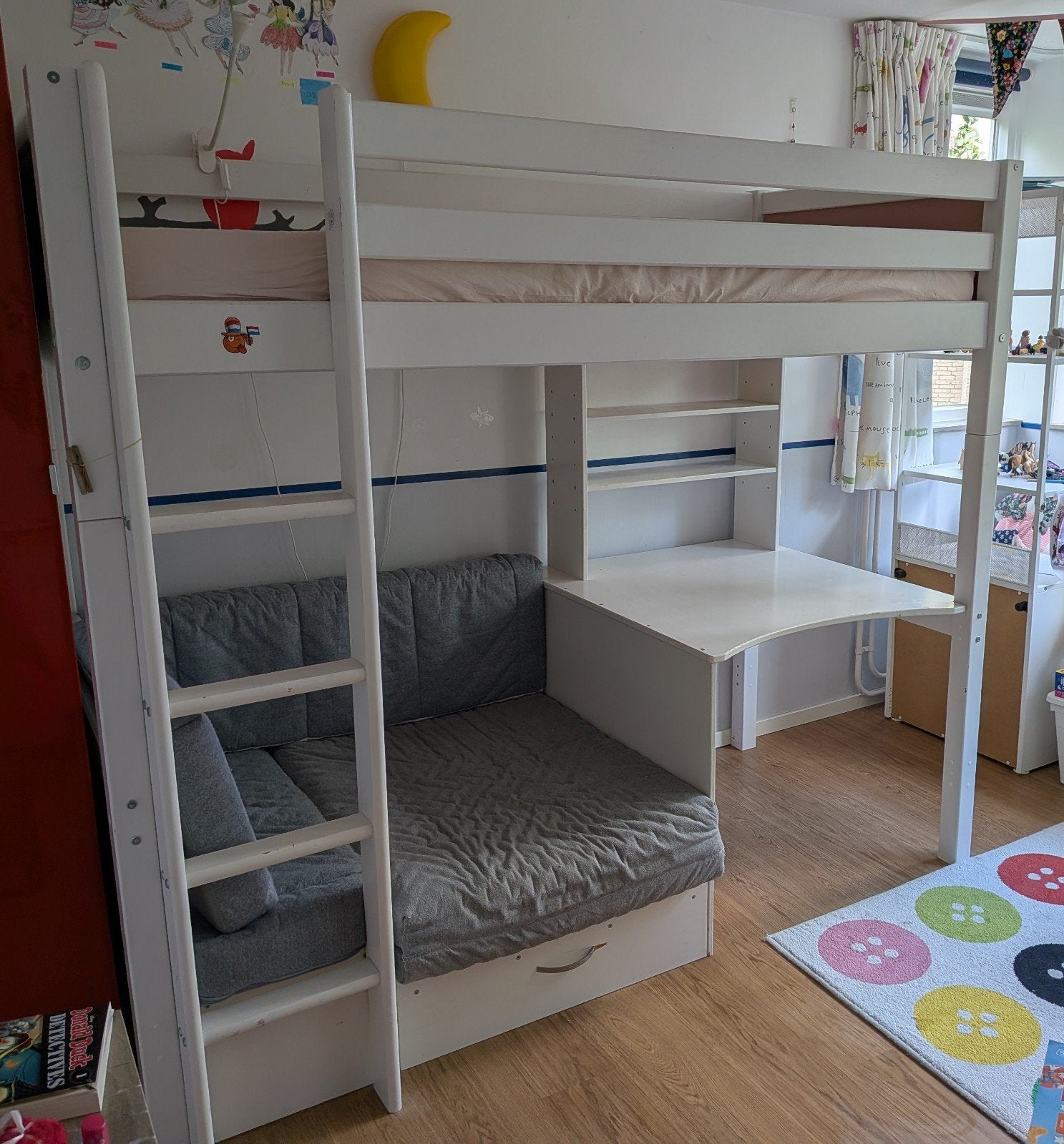 Flexa hoogslaper met bureau en zithoek/logeerbed, Huis en Inrichting, Ophalen, Gebruikt, Eenpersoons, 200 cm