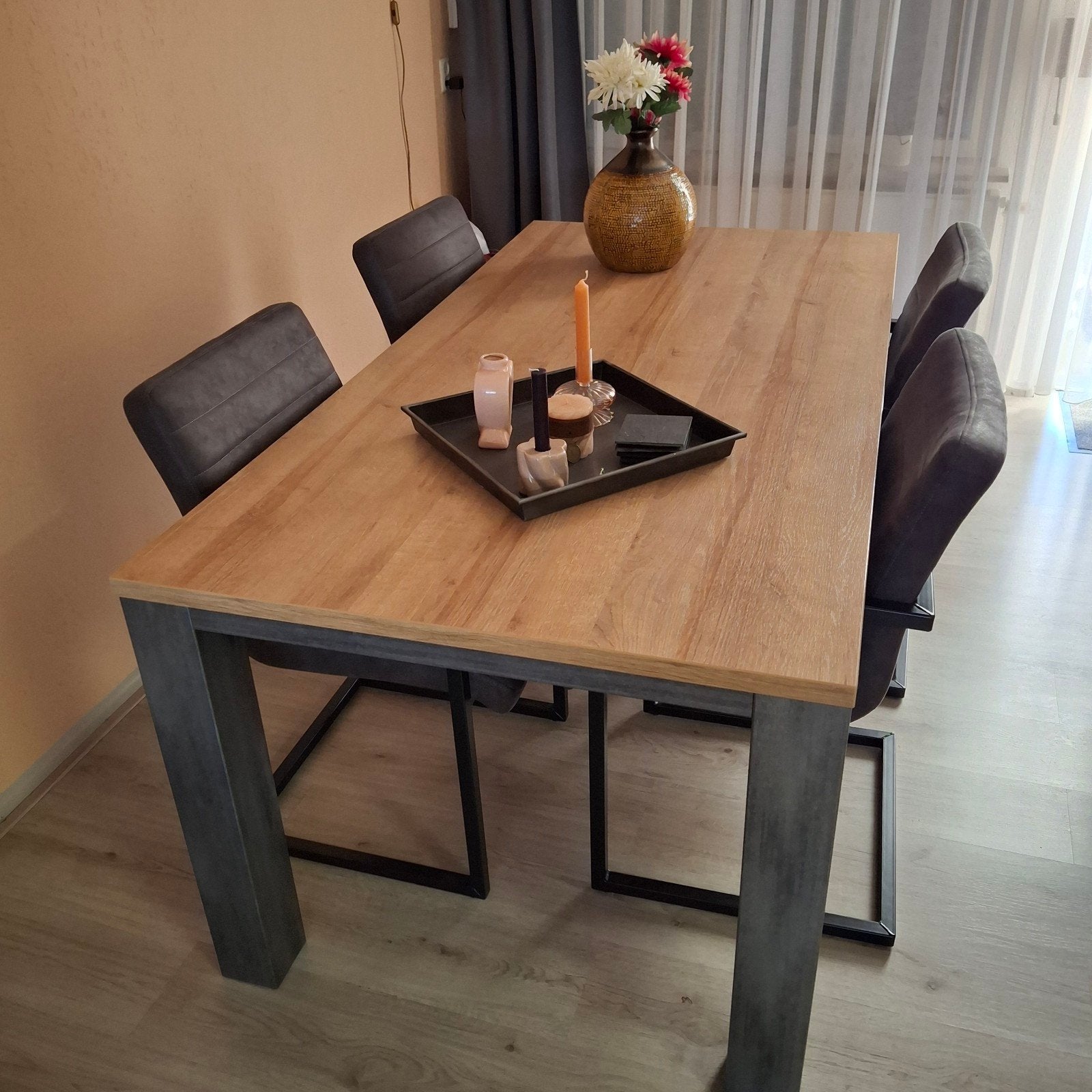 Moderne eethoek afm. 175x90, Huis en Inrichting, Complete eetkamers, Ophalen of Verzenden, Gebruikt, Modern, 4 tot 6 stoelen