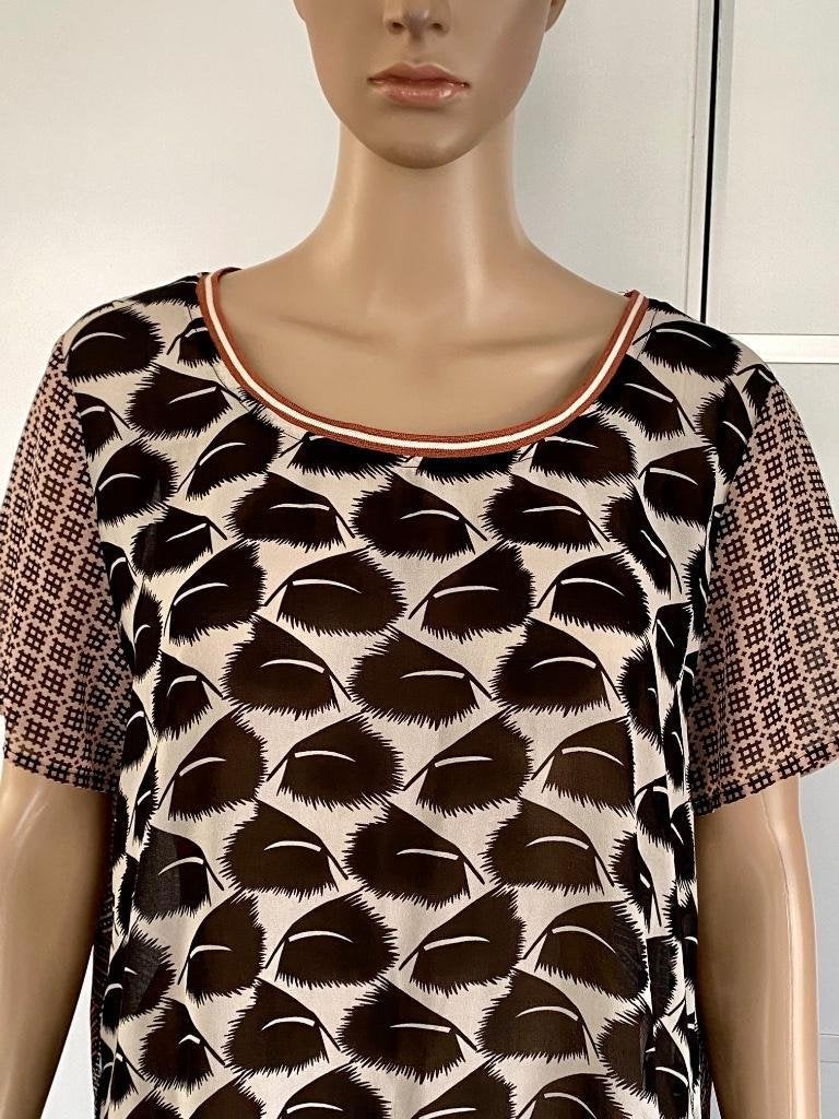 J342 Maison Scotch maat M=38/40 blouse top wit/zwart/bruin, Maat 38/40 (M), Wit, Zo goed als nieuw, Maison Scotch