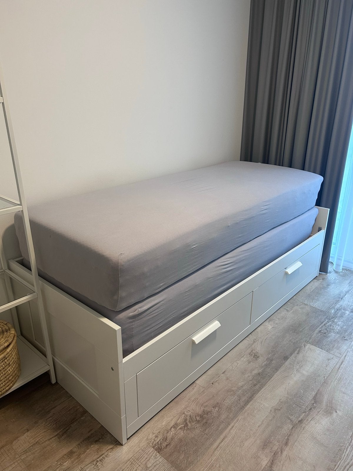 IKEA uitschuifbed 80x200 met lades, wit, Huis en Inrichting, Ophalen, Gebruikt, Eenpersoons, Wit