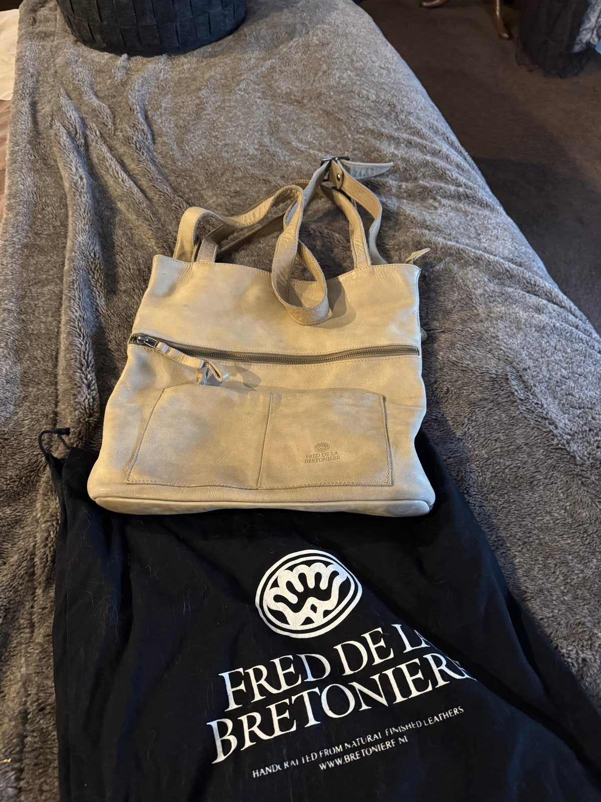 Fred de la Bretoniere Leren Tas, Sieraden, Tassen en Uiterlijk, Ophalen of Verzenden, Gebruikt, Beige, Shopper