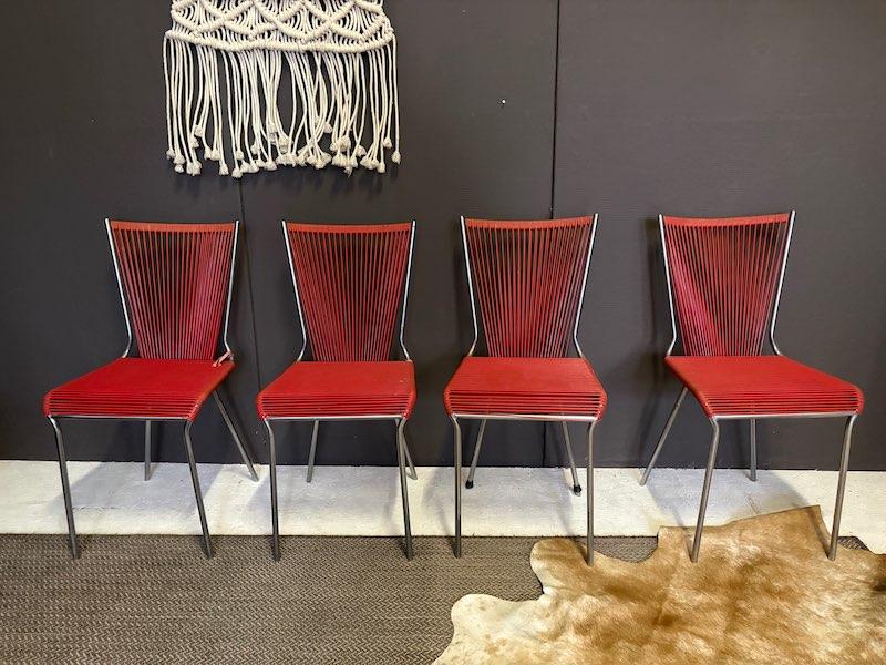 4 x Spaghetti of scoubidou stoelen verchroomd frame, Ophalen