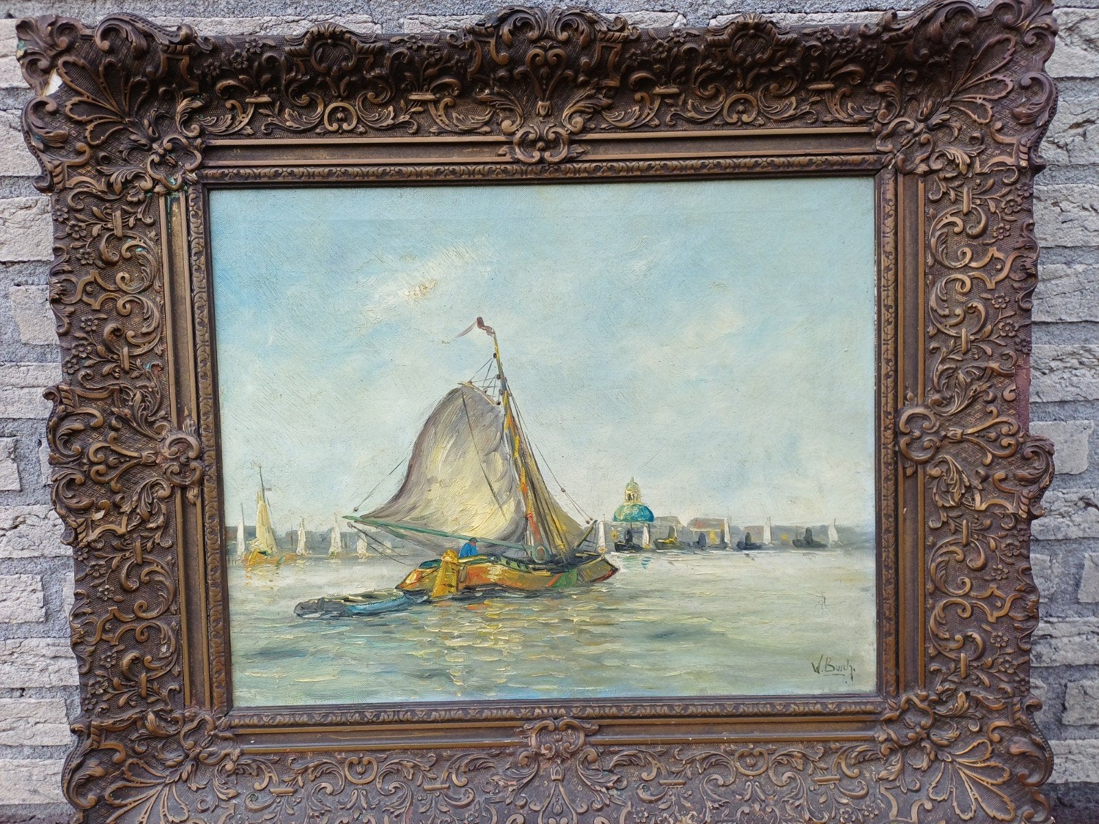 W. Busch gezicht op Amsterdam., Ophalen of Verzenden