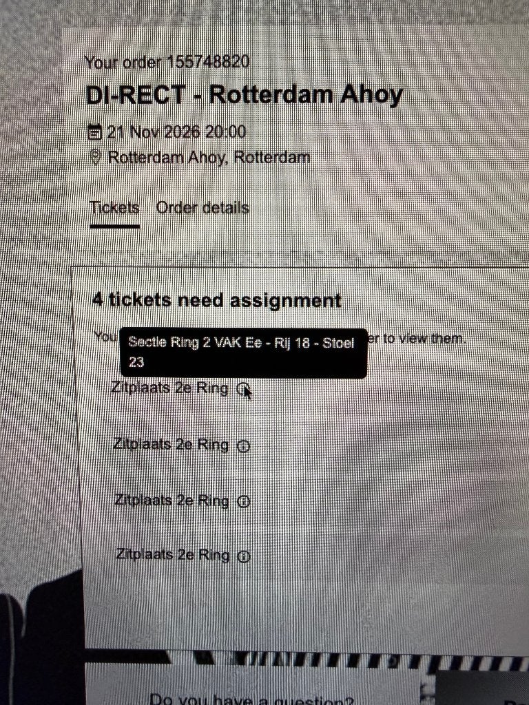 Di-rect Ahoy - 4 kaarten 21 november 2e ring, Tickets en Kaartjes, Drie personen of meer, November