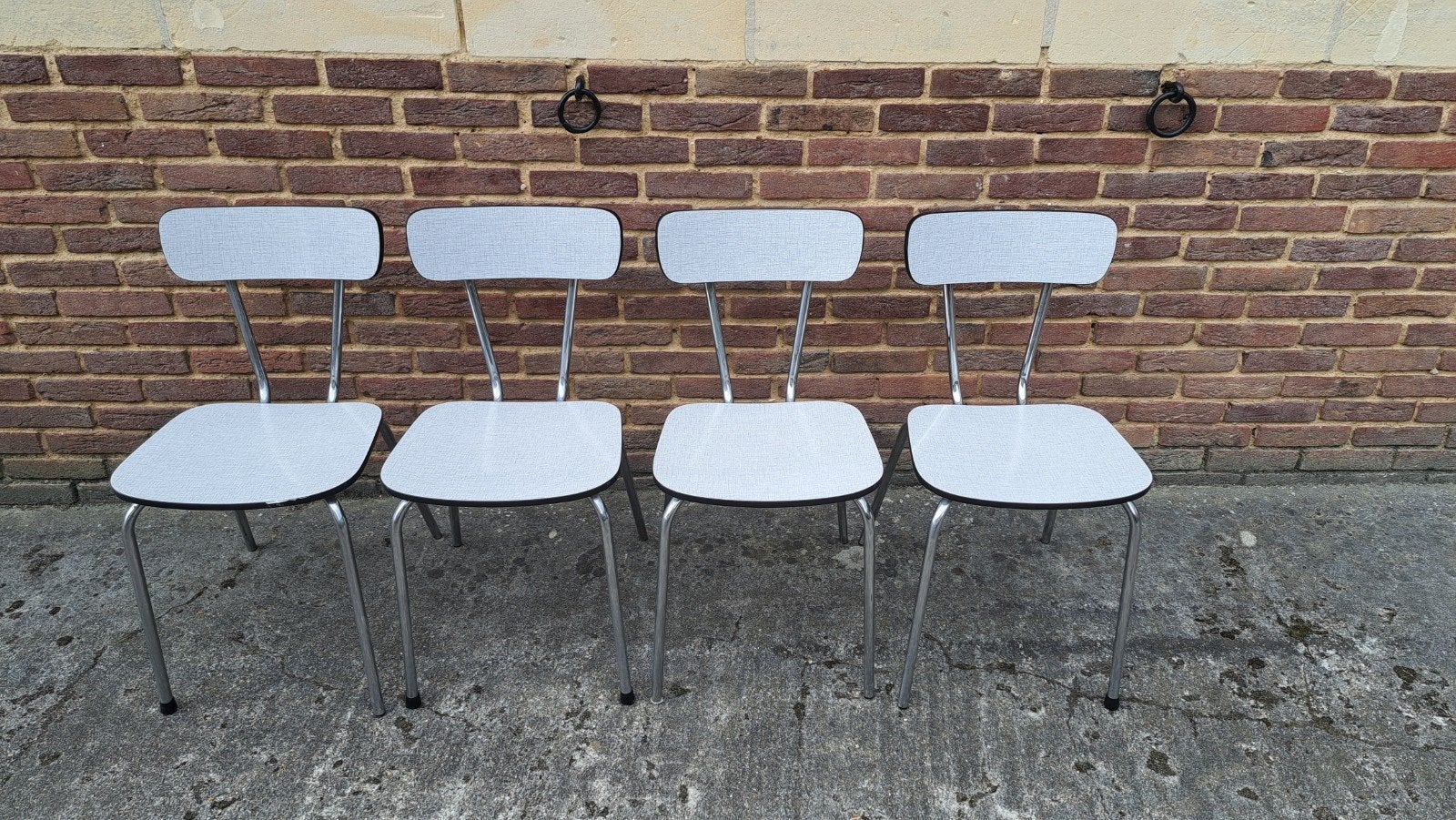 Mooie vintage formica stoelen 4 stuks, Jaren 60 70, Ophalen of Verzenden, Zo goed als nieuw, Vier