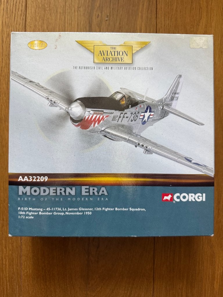 Corgi 1:72 P-51D Mustang Diecast USAF Korea Glessner AA32209, Ophalen of Verzenden, Schaalmodel