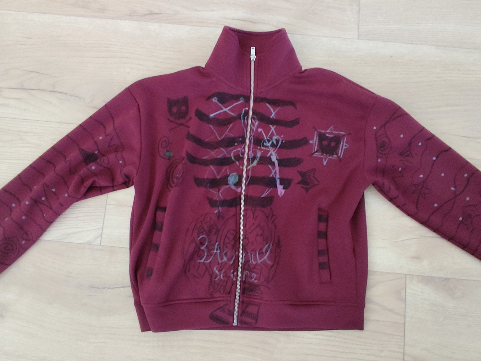 Bordeaux jas met stijlvolle patroontjes, Meerkleurig, Zo goed als nieuw, Paul Mark, Ophalen