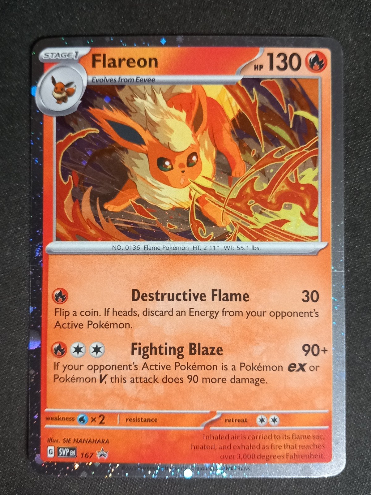 Pokemon Flareon SVP167 Black Star Promo NM, Verzenden, Zo goed als nieuw, Losse kaart, Foil