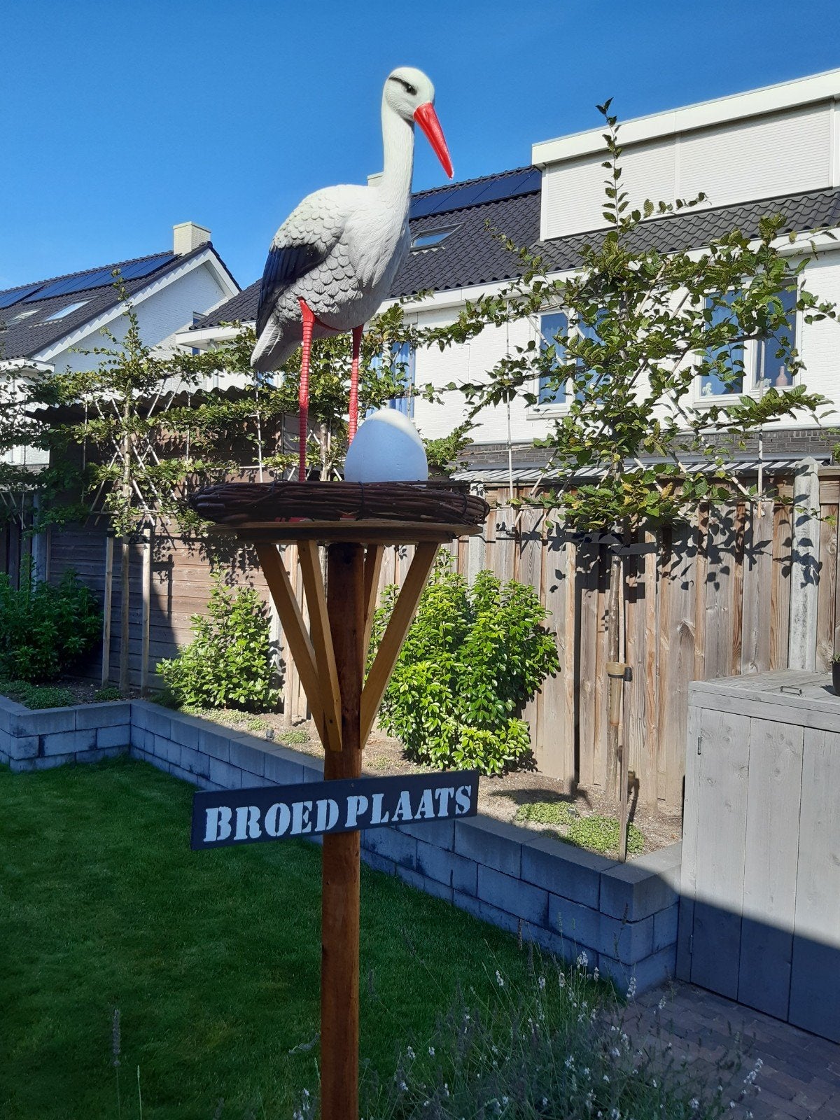 Geboorte ooievaar met broedplaats en landingsplaats, Ophalen, Gebruikt, Geboortebord