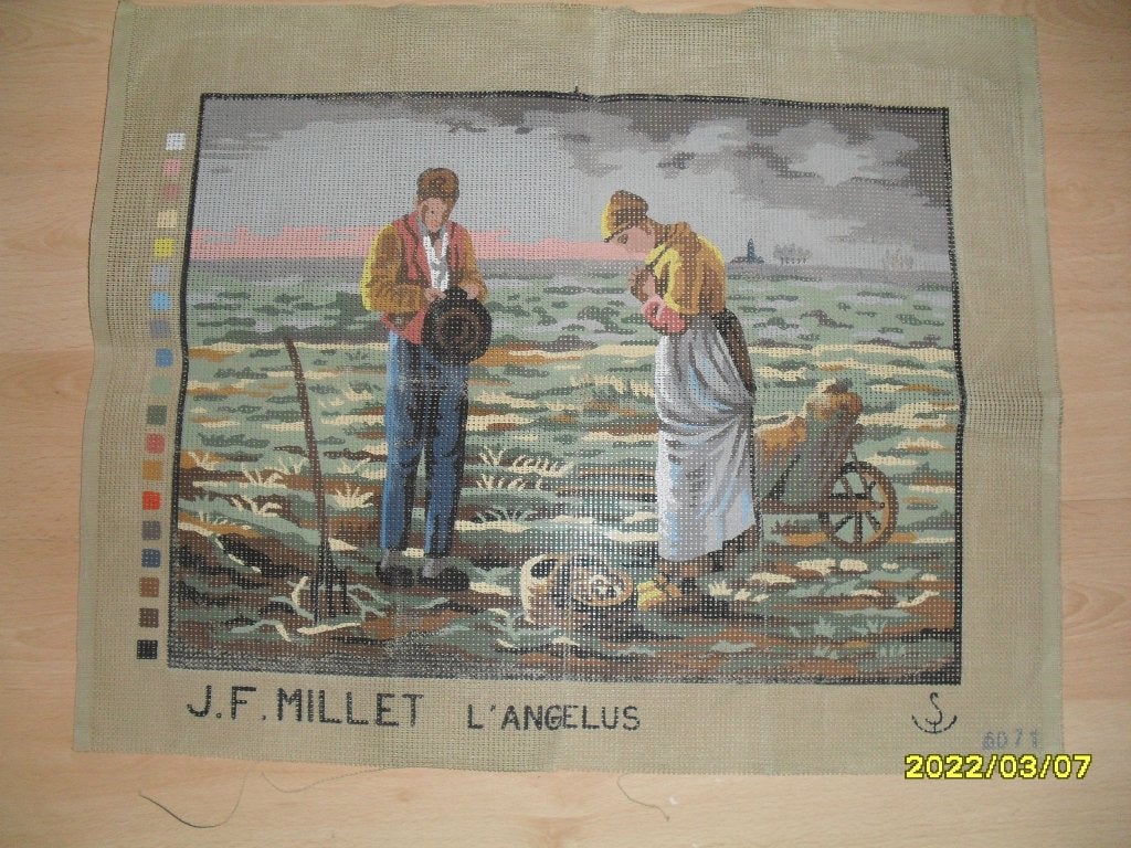 NIEUW voorbedrukt stramien L' Angelus - Naar Millet. Ook DMC, Hobby en Vrije tijd, Borduren en Borduurmachines, Ophalen of Verzenden