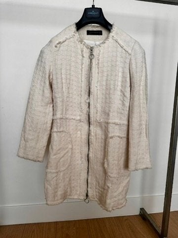Zara Witte Tweed Jas Maat S Chique Blazer Jas Dames, Maat 38/40 (M), Verzenden, Wit, Zo goed als nieuw