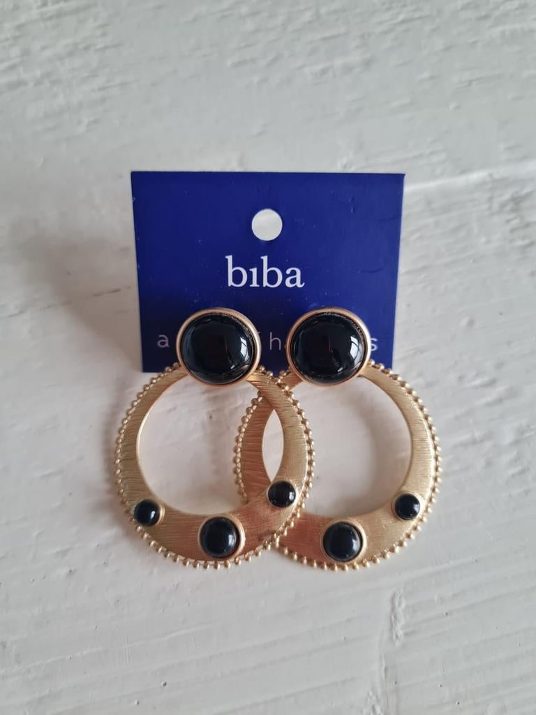 Biba oorbellen goud zwart 4 euro per paar nieuw, Overige materialen, Hangers, Zwart, Nieuw