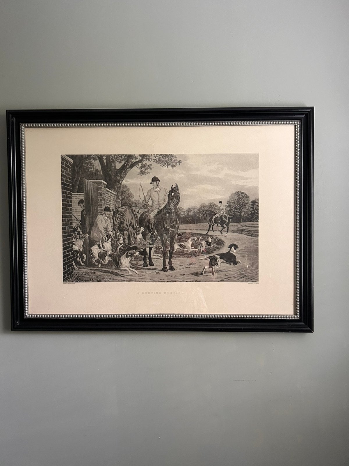 Engelse ingelijste antieke gravure “a Hunting Morning “, Antiek en Kunst, Kunst | Litho's en Zeefdrukken, Ophalen
