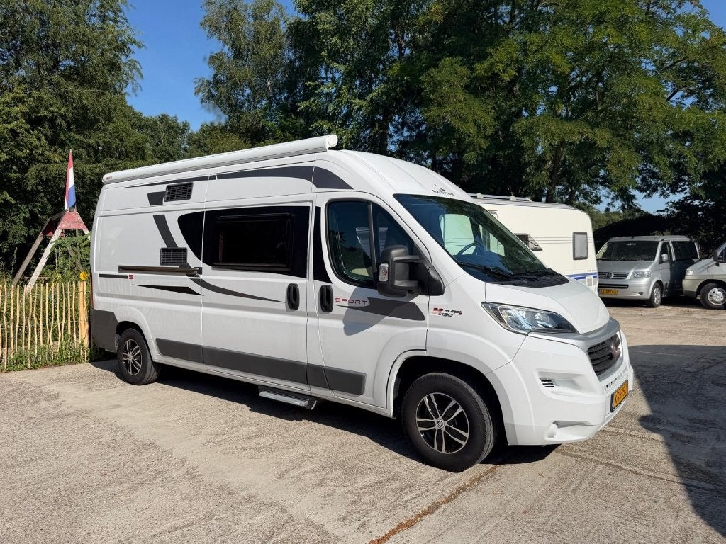 Fraaie Rollerteam buscamper 4 slaapplaatsen, airco, 2017!, Caravans en Kamperen, Campers, Buscamper of Camperbus, Fiat, Luifel