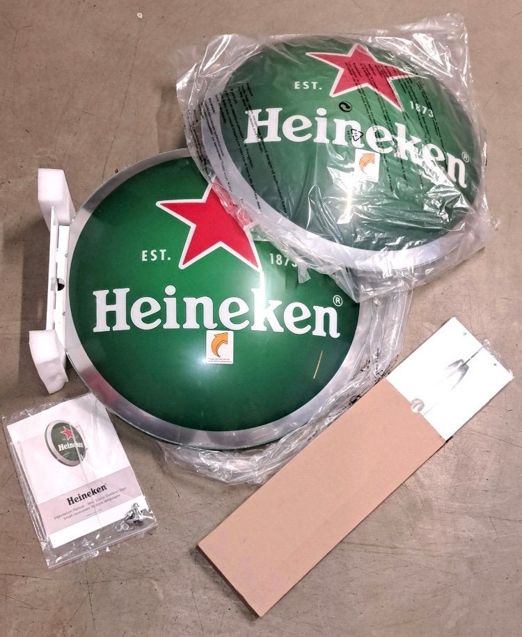 Nieuwe Heineken dubbelzijdige LED reclameverlichting., Ophalen of Verzenden, Zo goed als nieuw, Reclamebord, Plaat of Schild, Heineken