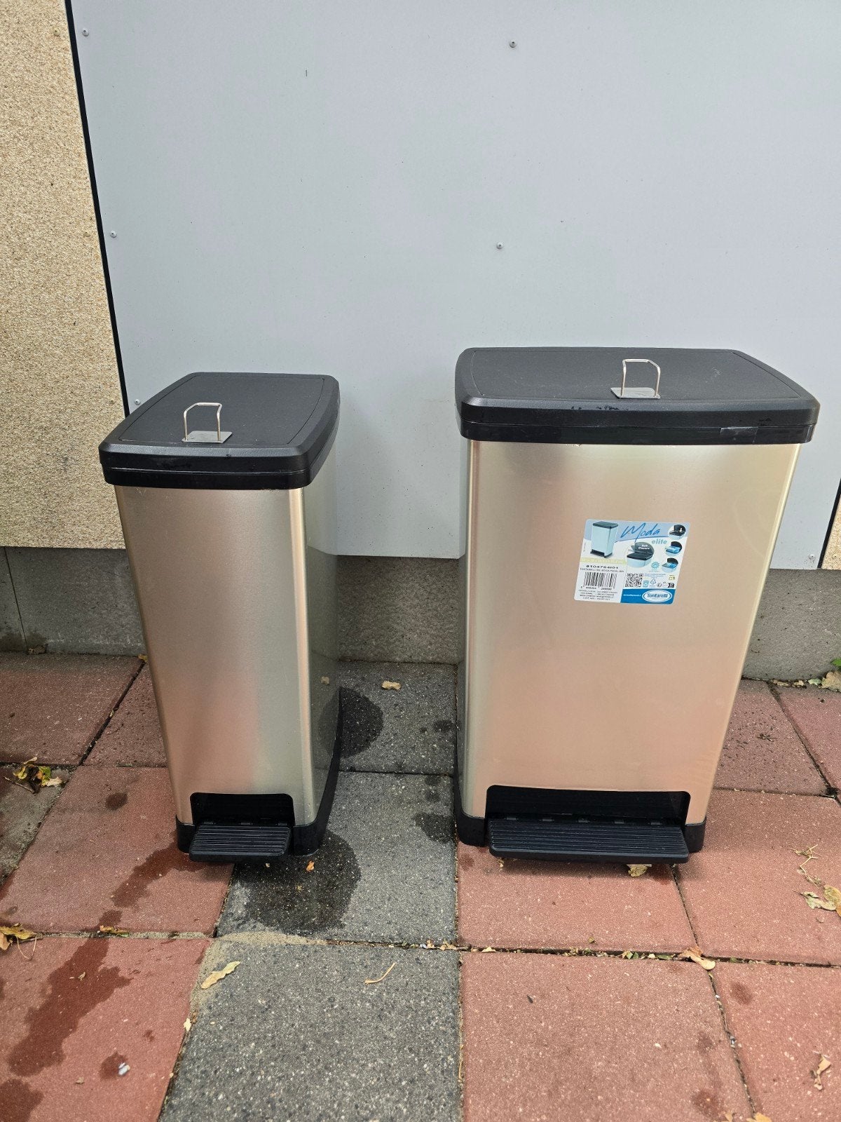 Set van 2 RVS Pedaalemmers - 35L en 50L, 50 – 75, Met pedaal, Ophalen of Verzenden, Zo goed als nieuw
