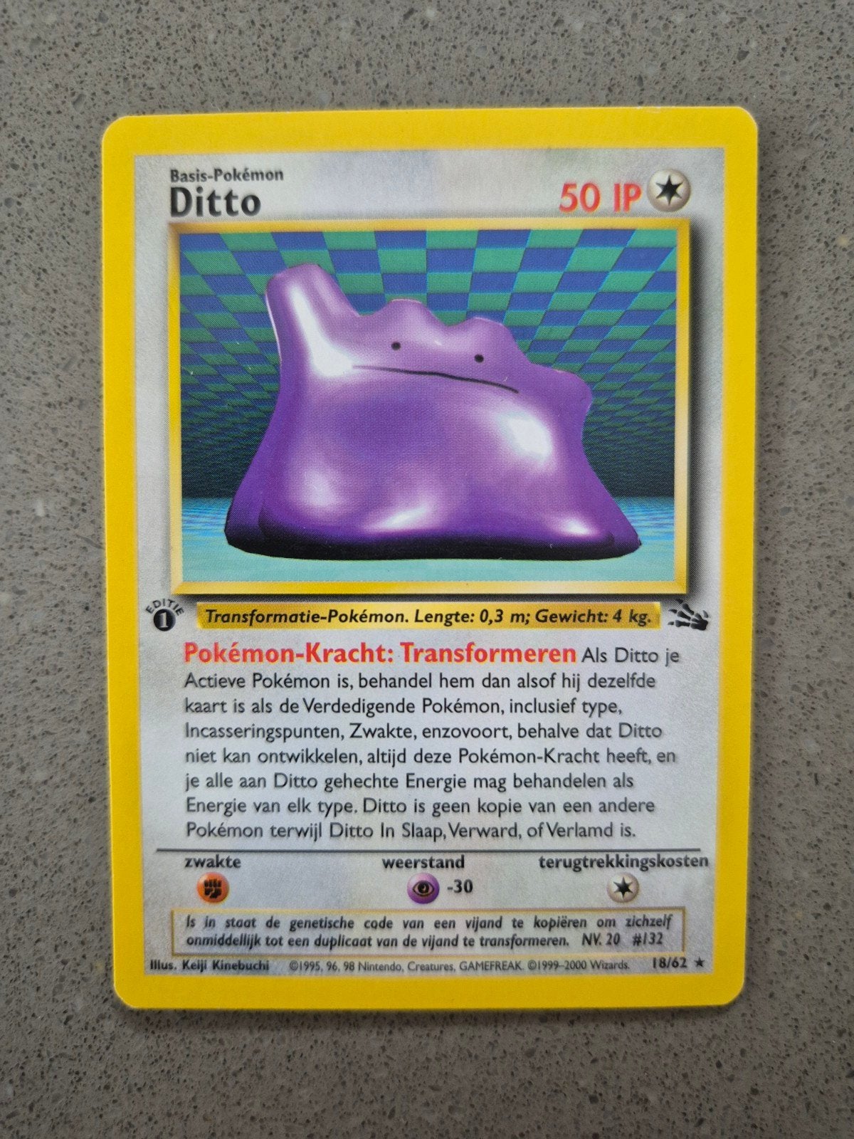 Pokémon Kaart - Ditto (18/62) - Basis-Pokémon, Ophalen of Verzenden, Zo goed als nieuw, Losse kaart