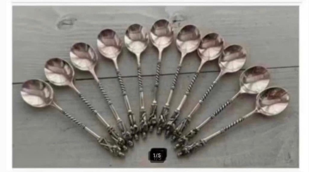 11 x verzilverde apostel lepeltjes, zeer mooi, Ophalen of Verzenden