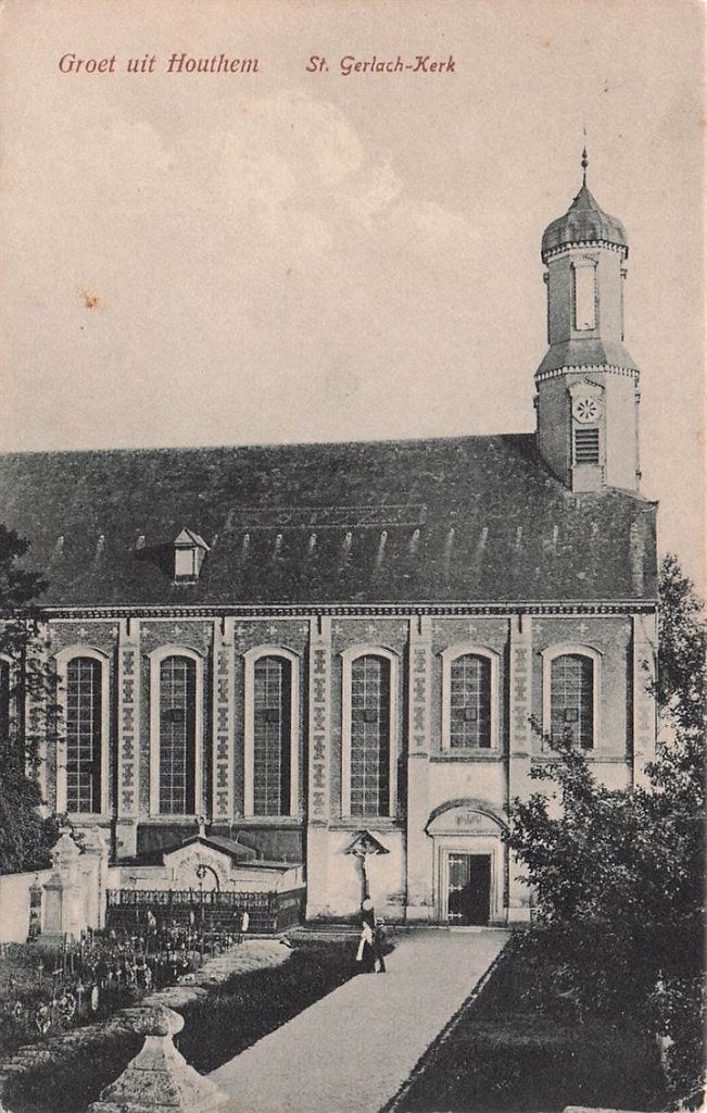 703-100-007 Groet uit Houthem St Gerlach-Kerk, Ophalen of Verzenden, Voor 1920, Limburg