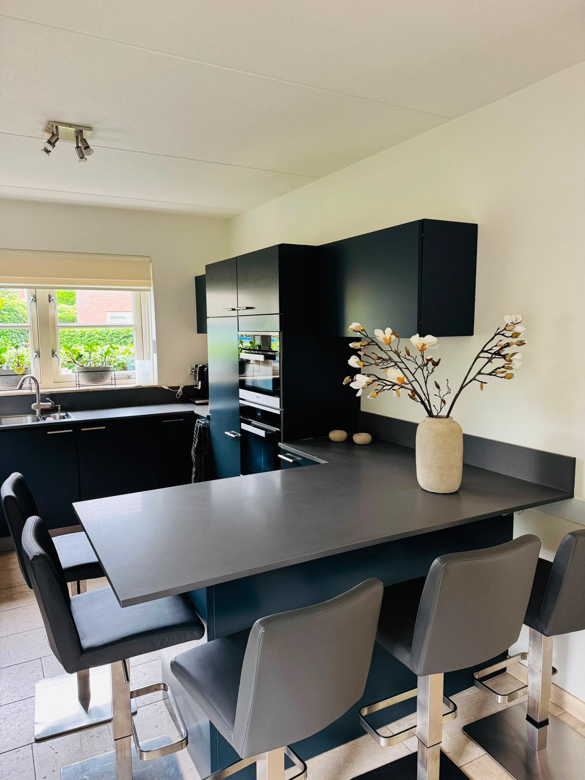 Keuken compleet poggenpohl antraciet incl apparatuur te koop, Huis en Inrichting, Ophalen, Gebruikt, U-keuken, Met kookeiland