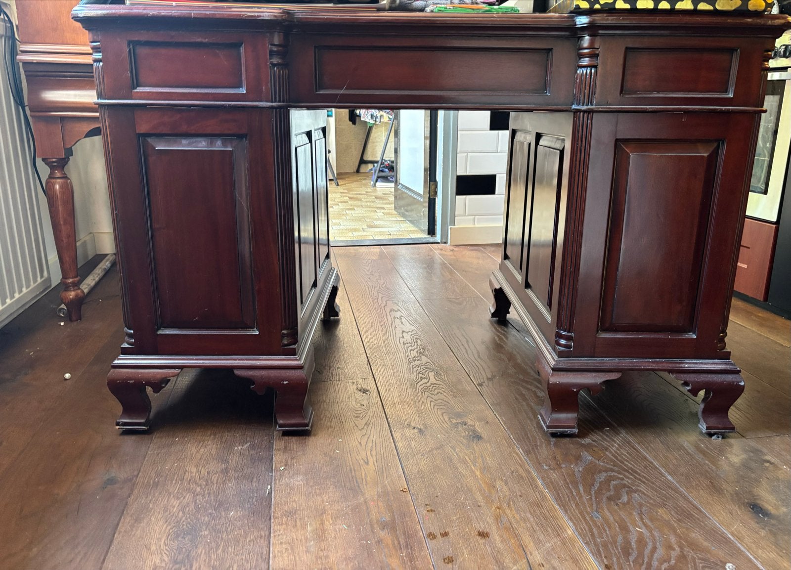 Antiek mahoniehouten secretaire bureau met lades, Ophalen, Gebruikt, Secretaire, Antiek