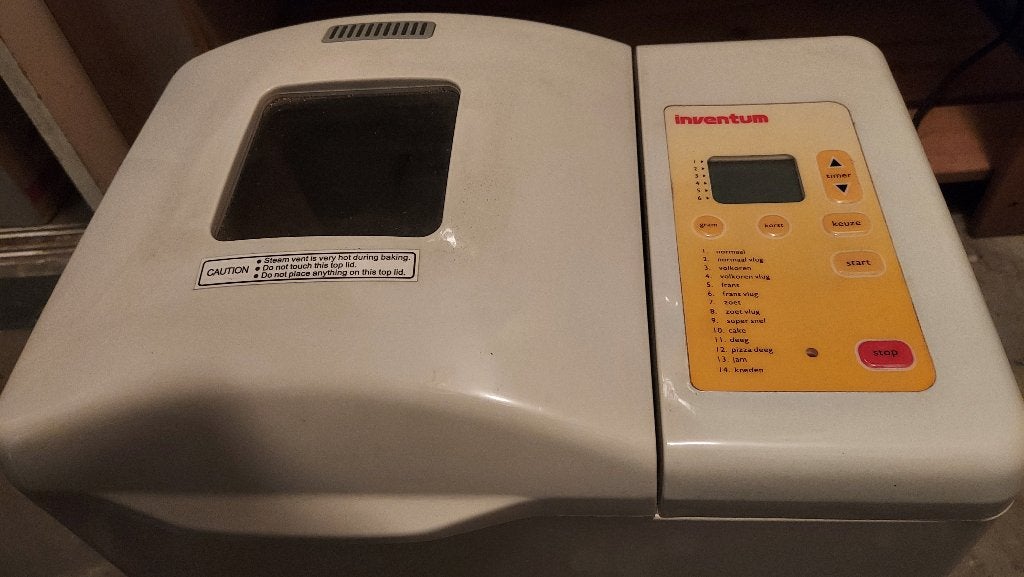 Inventum broodbakmachine, Met timer, 800 tot 1200 gram deeg, Ophalen of Verzenden, Gebruikt