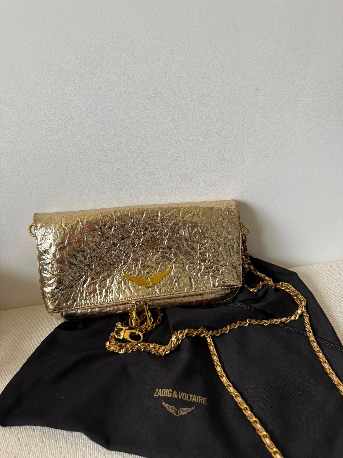 Zadig & voltare tas goud, Ophalen of Verzenden, Zo goed als nieuw, Zwart, Schoudertasje