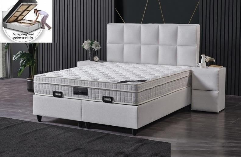 Boxspring Ibiza opbergbed complete set-Zelf samenstellen, Ophalen, Nieuw, Tweepersoons, 180 cm